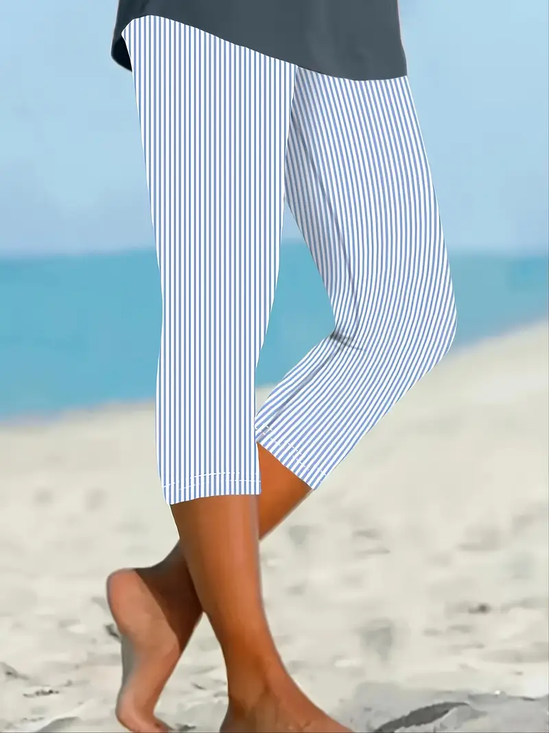 Women's Striped Spring Print Casual Leggings