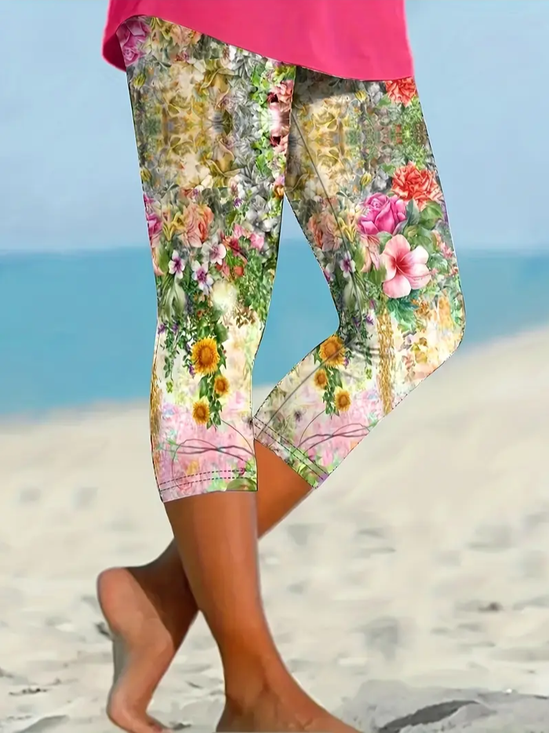 Women's Floral Spring Print Casual Leggings
