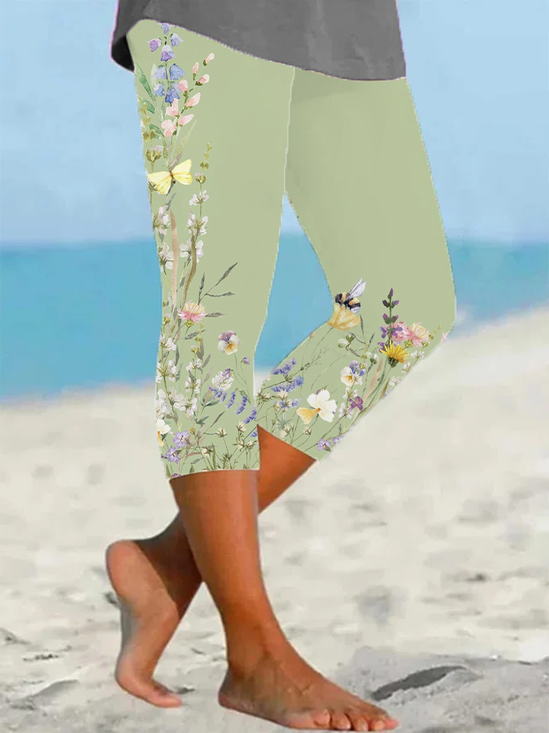 Women's Floral Spring Print Casual Leggings
