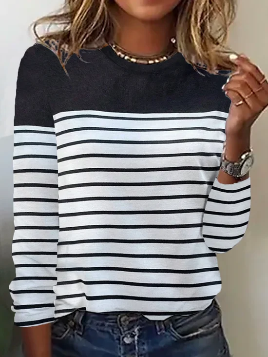 Casual Long Sleeve Round Neck T-Shirt