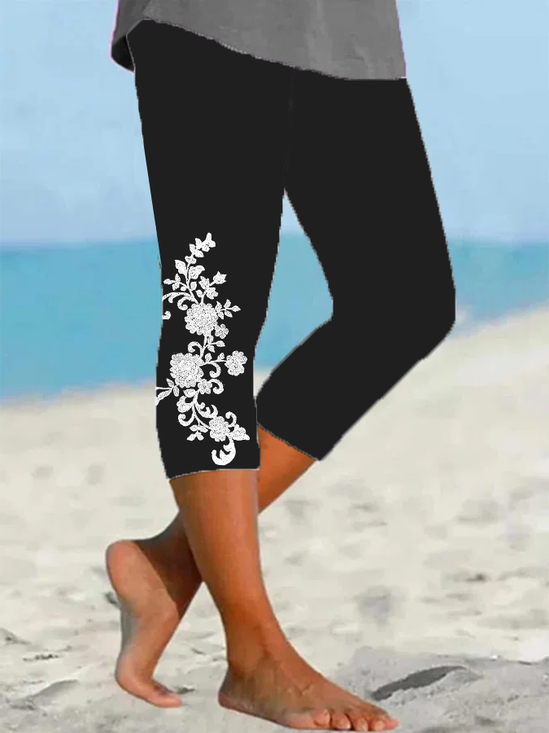 Women's Floral Spring Print Casual Leggings