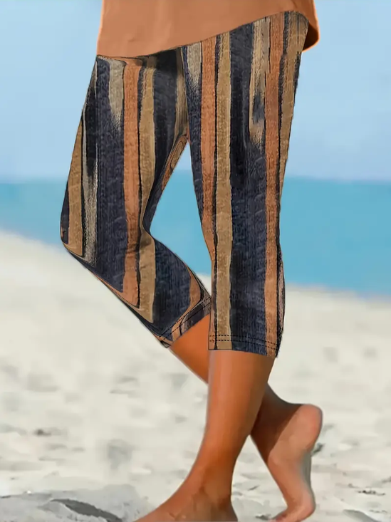 Women's Striped Spring Print Casual Leggings