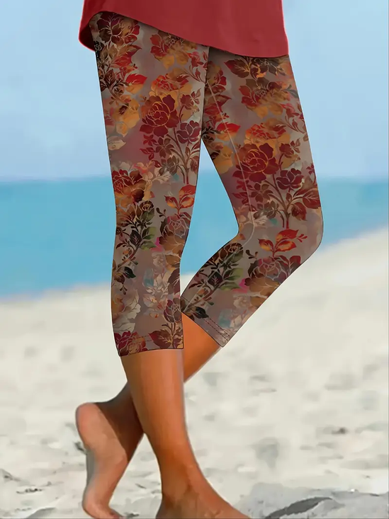 Women's Floral Spring Print Casual Leggings