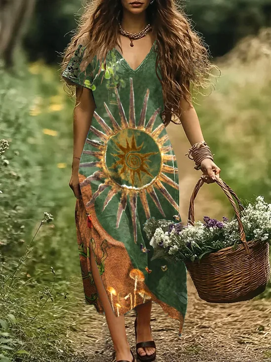 Regular Fit Casual Floral Dress With No