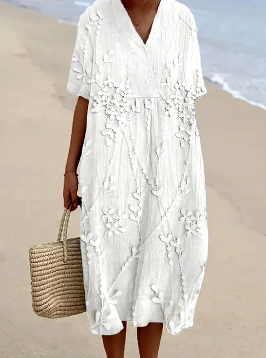 Floral Casual Dress With No