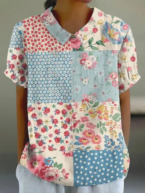 Casual Lapel Short Sleeve Printed Shirt