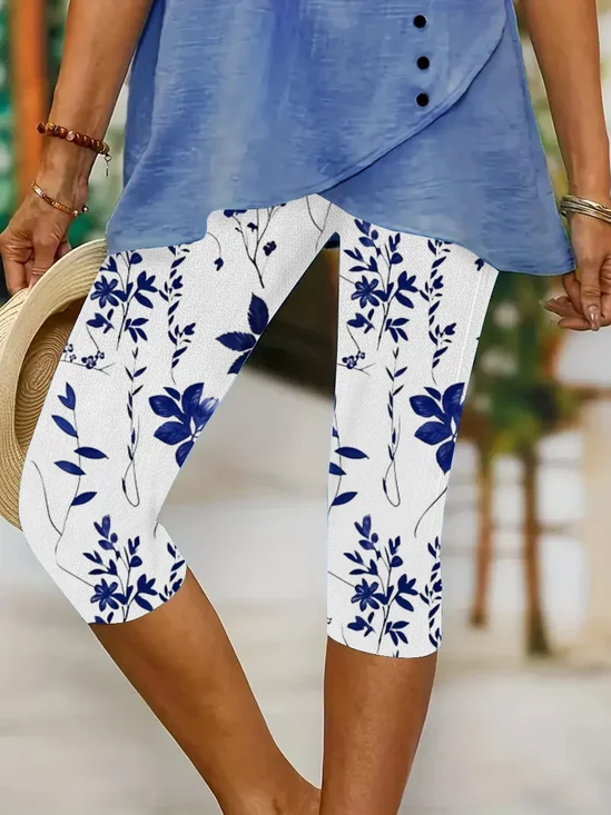 Floral contrast leggings