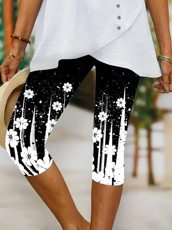 Floral contrast leggings