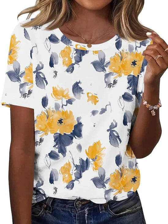 Casual Crew Neck Regular Fit T-Shirt