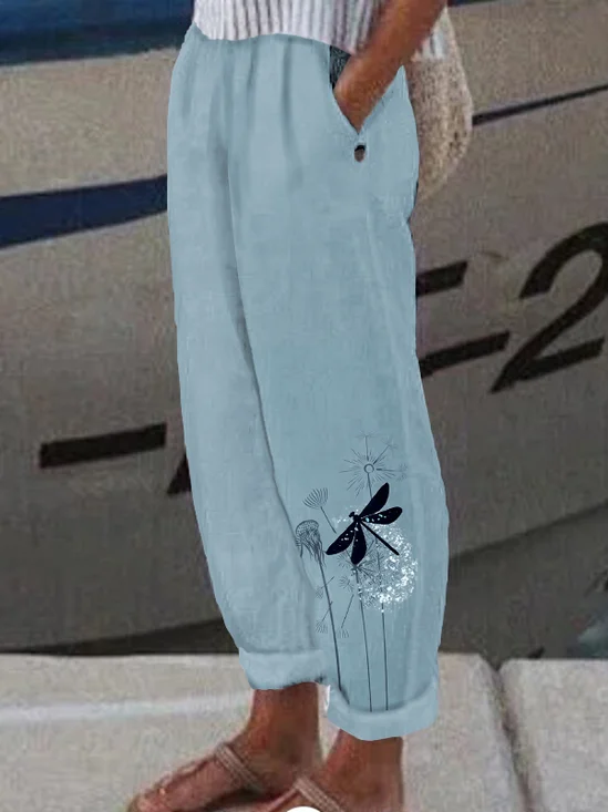 Dragonfly comfortable casual cotton and linen pants