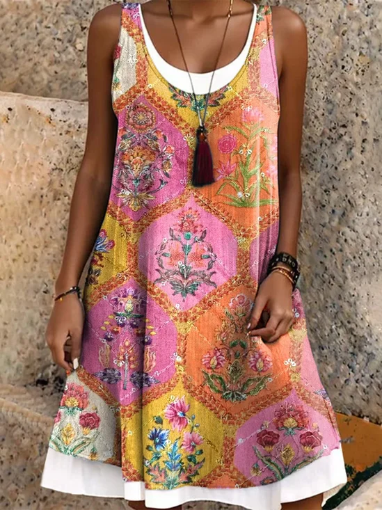 Regular Fit Hawaii Ethnic Dress With No