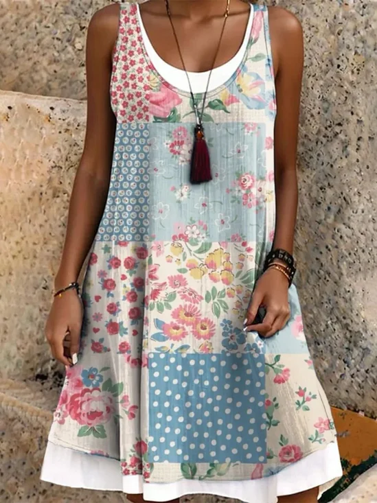 Casual Floral Dress With No