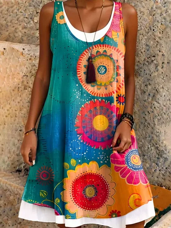 Casual Crew Neck Dress With No