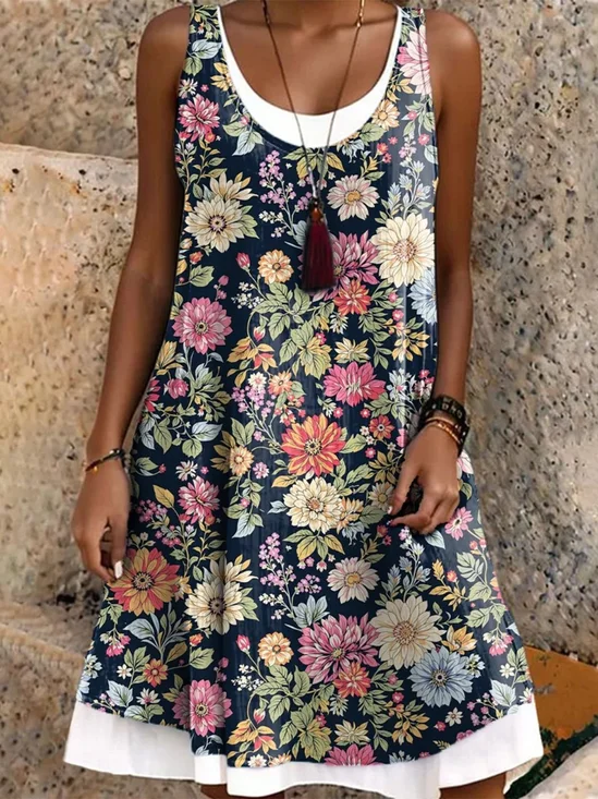Casual Regular Fit Floral Dress With No