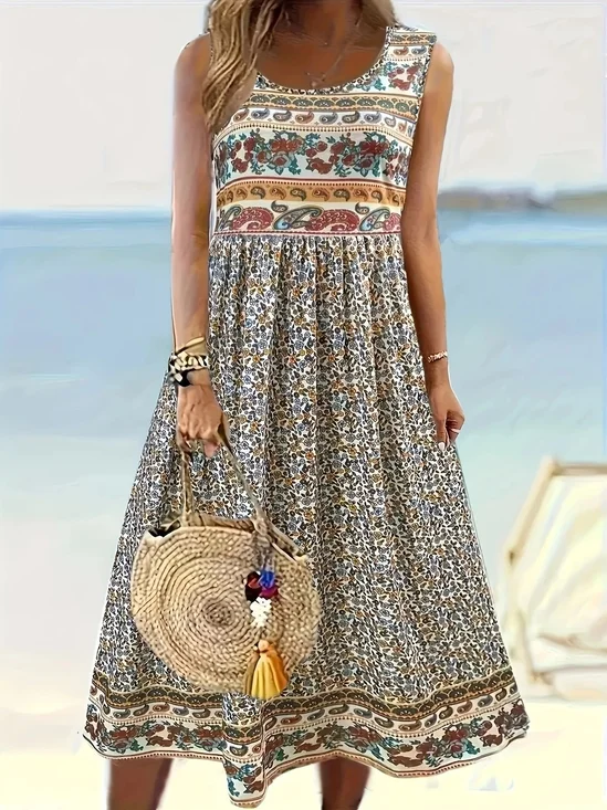 Floral Casual Dress With No