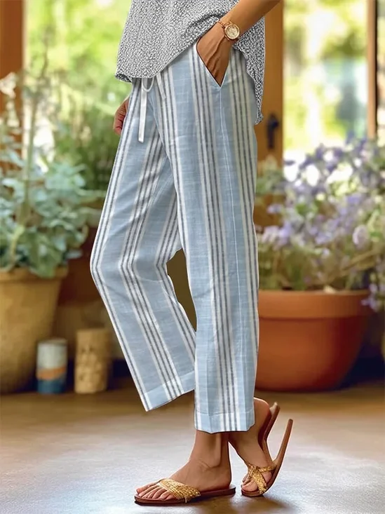 Women's Striped Print Casual Pants