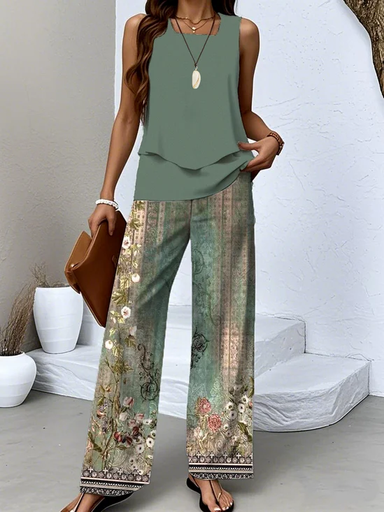 Regular Fit Casual Two-Piece Set With No