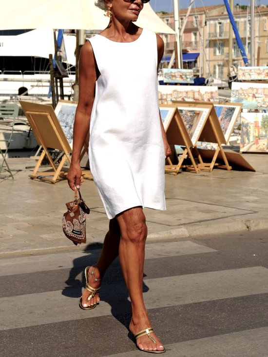 Crew Neck Regular Fit Casual Dress With No
