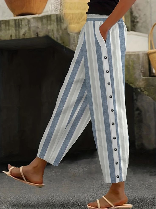 Women's Striped Print Casual Pants