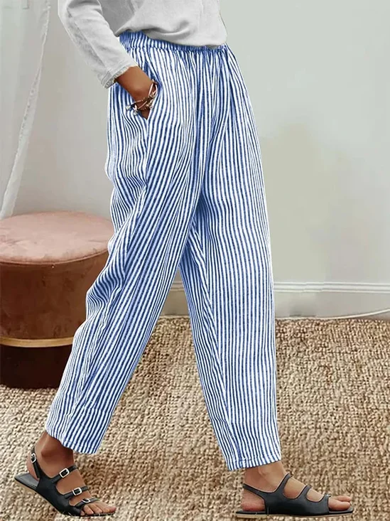 Women's Striped Print Casual Pants