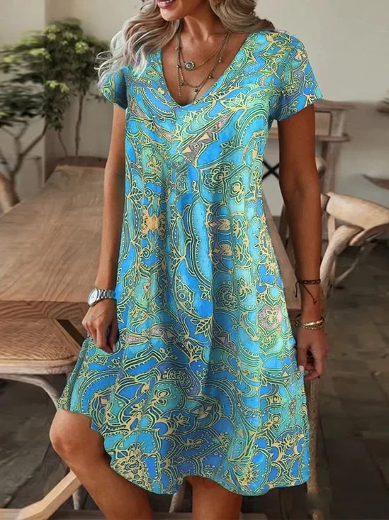 Casual Regular Fit Abstract Graphic Dress With No