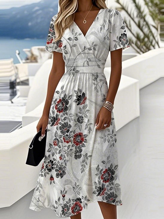 Floral Casual Regular Fit Dress With No