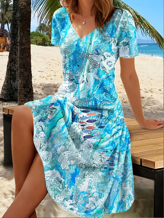 Cotton Casual Dress With No