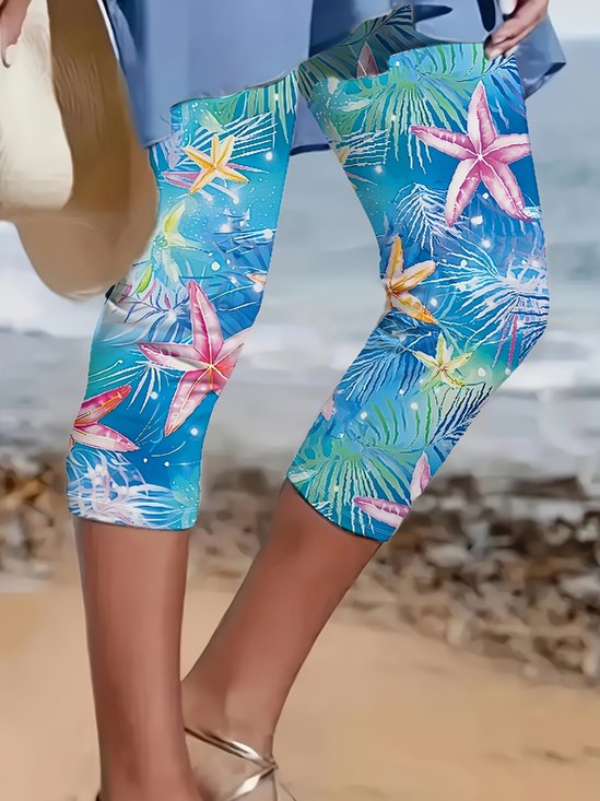 Casual Regular Fit Ocean Pattern Pants