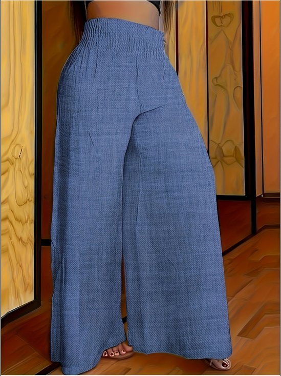 Women's  H-Line Wide Leg Pants Daily Going Out Pants Navyblue Casual Plain Spring/Fall Pants