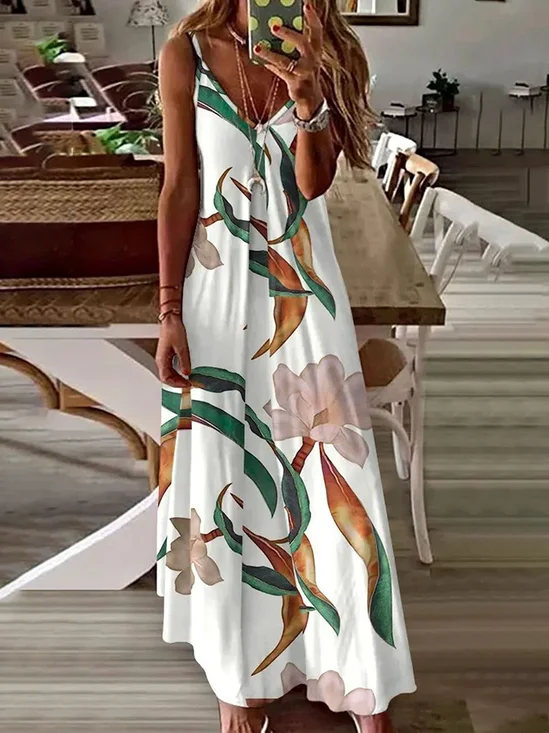 Women's Floral Print Casual Slip Dress