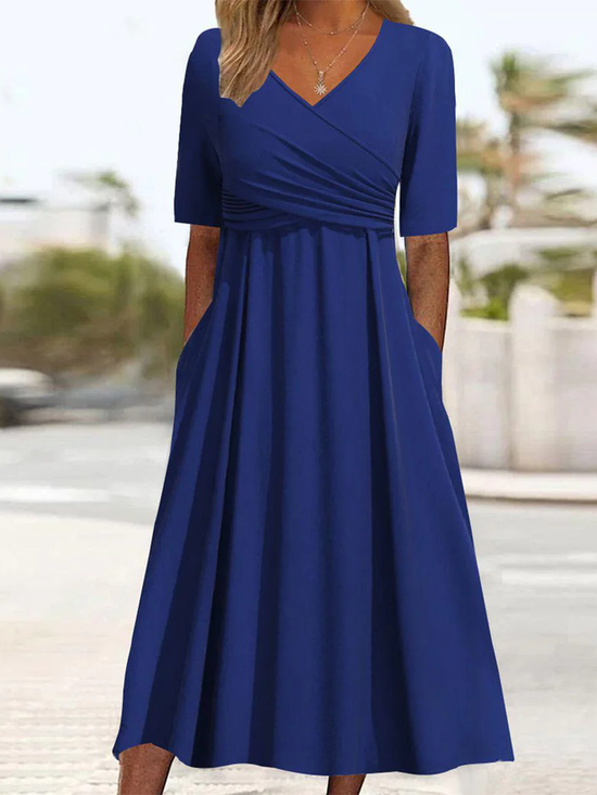 Women's Casual V-Neck Short Sleeve Dress