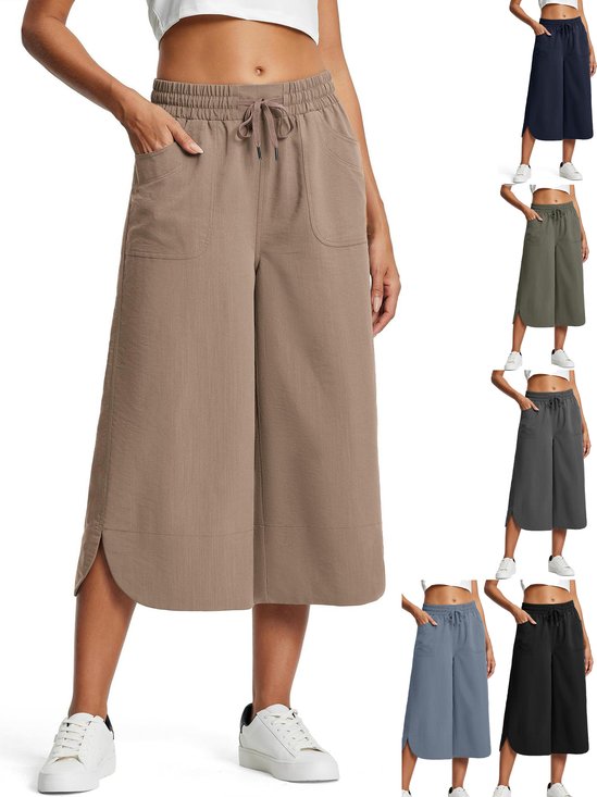 Women's  H-Line Wide Leg Pants Daily Going Out Pants Purplish blue Casual Pocket Stitching Plain Summer Pants