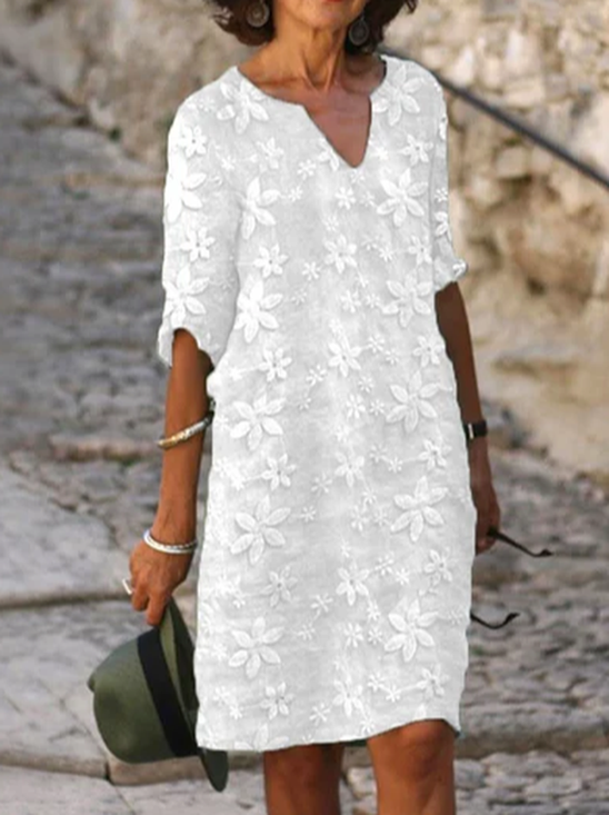 Women's Floral Print V-Neck Dress