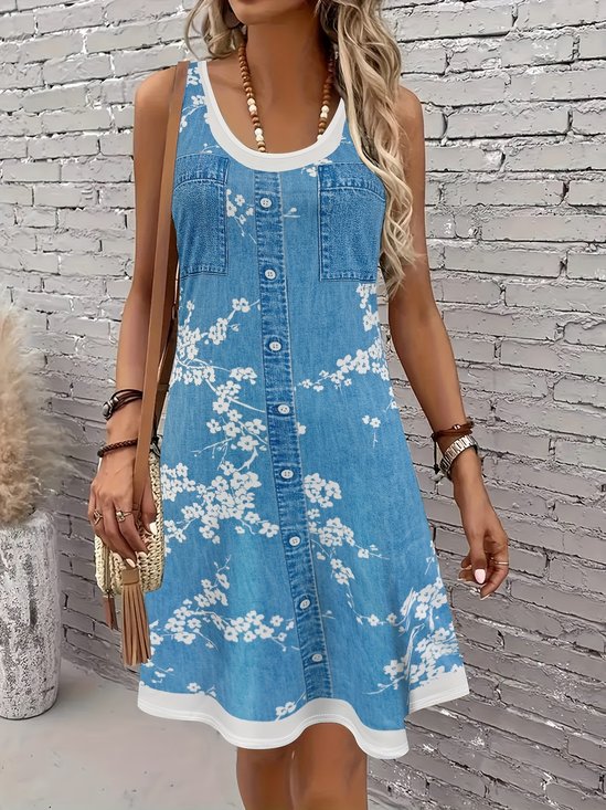 Spring And Summer Casual Women's Round Neck Vest Dress