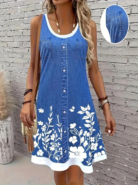 Spring And Summer Casual Women's Round Neck Vest Dress