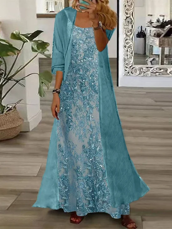 Women's Floral Spring Print Two Piece Dress