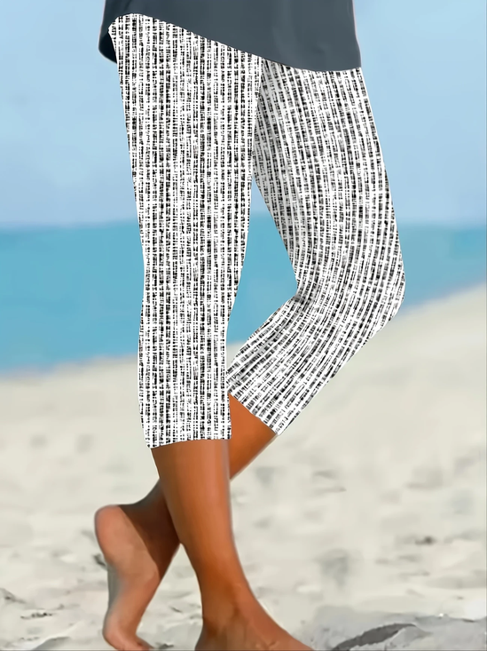 Women's Striped Print Casual Leggings
