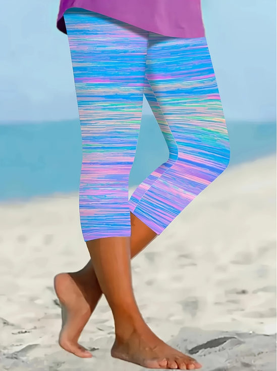 Women's Striped Print Casual Leggings