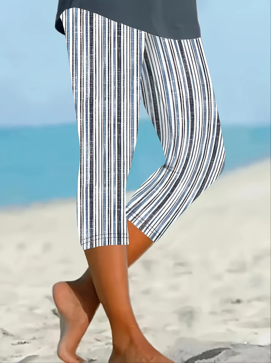 Women's Striped Print Casual Leggings