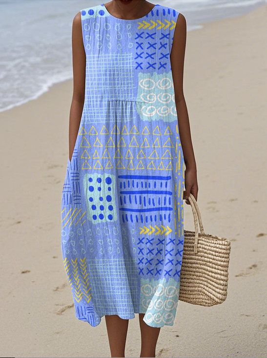 Casual Regular Fit Geometric Dress With No