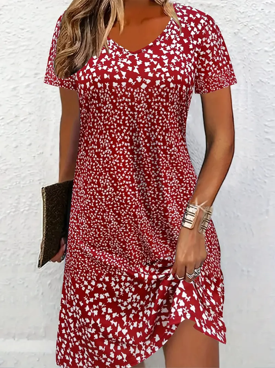 Women's Floral Printed Casual Round Neck Short Sleeve Dress