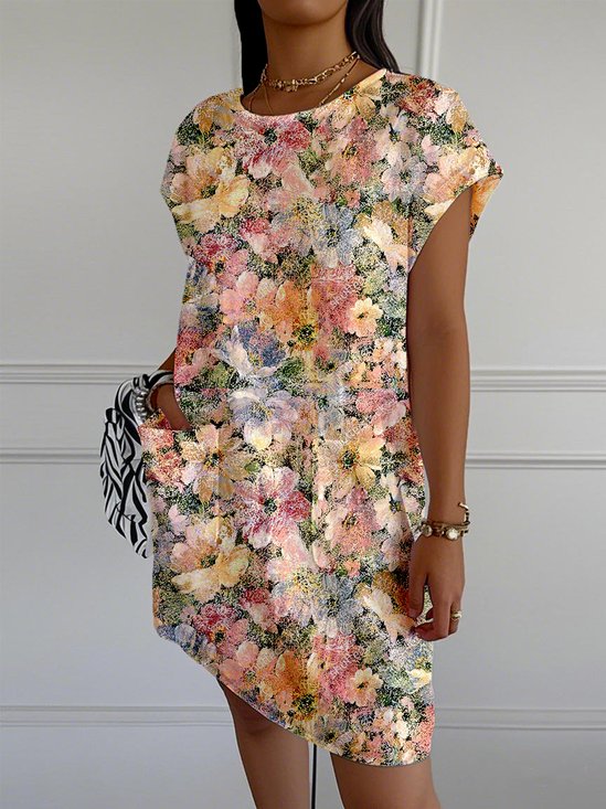 Crew Neck Casual Dress With No