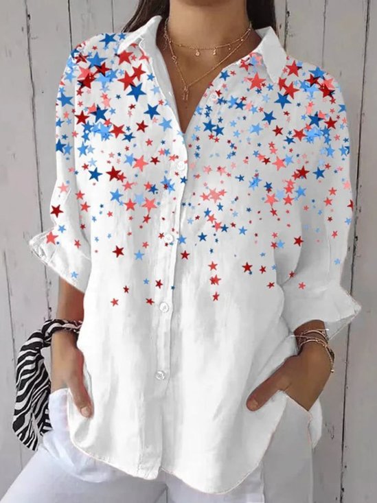 America Flag Simple Regular Fit Shirt