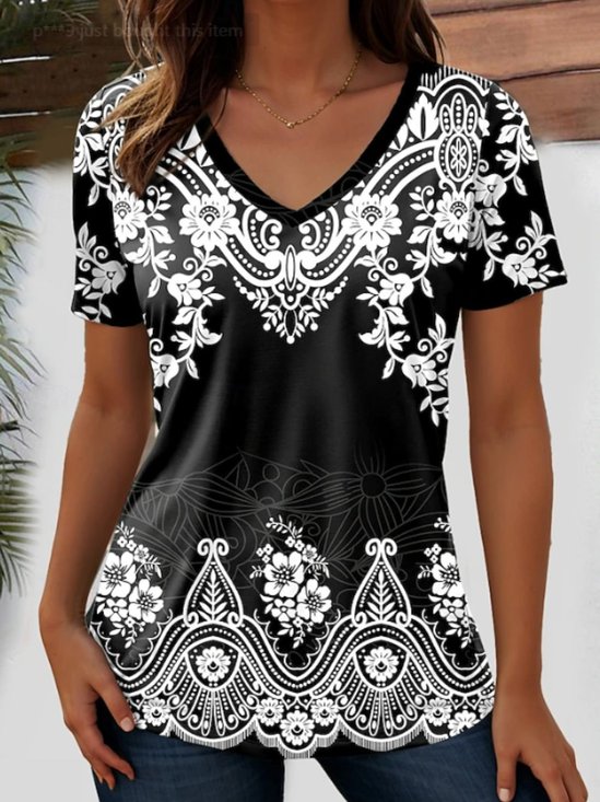 Regular Fit Casual Cotton Ethnic T-Shirt