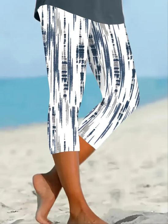 Women's Abstract Stripe Print Casual Leggings