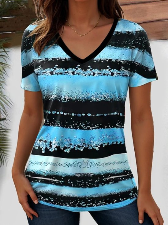 Color Block Casual Regular Fit Cotton T-Shirt