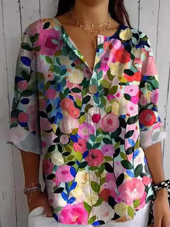 Elegant Cotton Shawl Collar Blouse