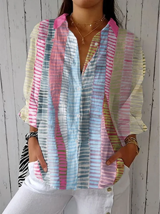 Women's Striped Printed Casual Shirt