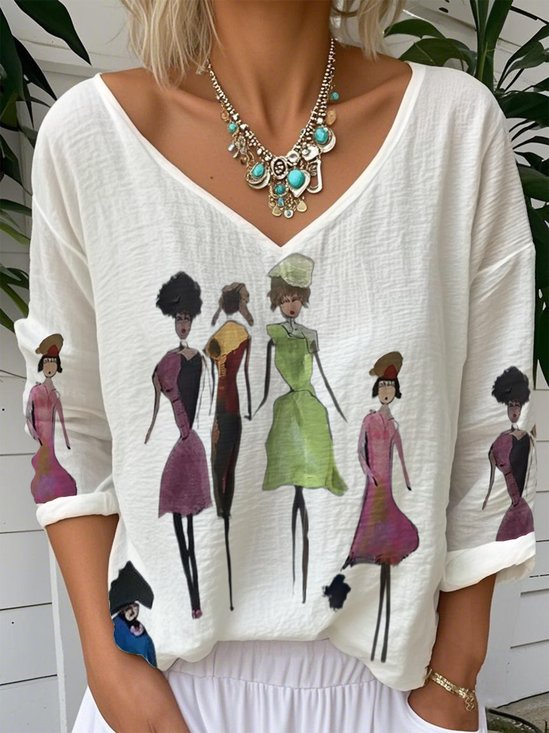 Casual Loose Jersey Pop Art Print T-Shirt