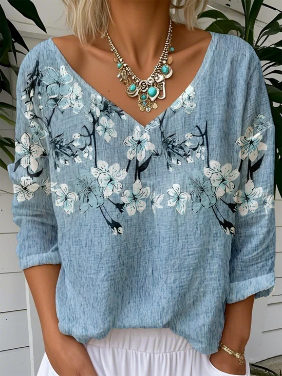 V Neck Loose Casual T-Shirt